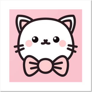 Cute cat with bow Posters and Art